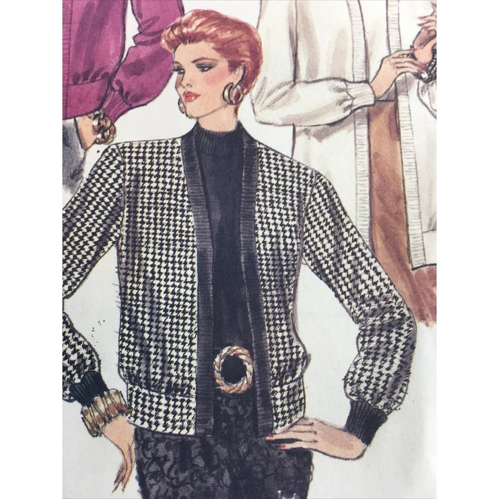 1988 Vogue 7362 VTG Sewing Pattern Womens Cardigan Sweater Top 6 8 10 Uncut